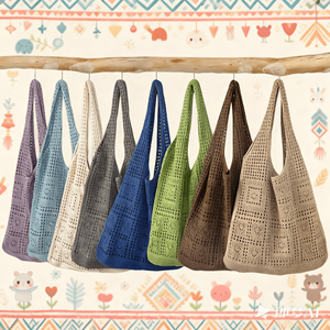 Woven Handmade <strong>Boho</strong> Mesh Knitted Crochet Solid Color One Shoulder Open Closure Hollow Out Shopping <strong>Bag</strong> - Product Image 2