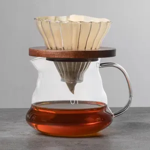 2021 factory price High Quality Durable High Borosilicate Glass Coffee Pot coffee kettle Handmade Transparent Coffee Pot