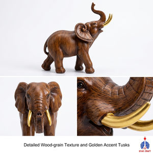 Figura de Elefante Decorativa para el Hogar, Pintada a Mano en Resina, <span class=keywords><strong>con</strong></span> Textura de Madera - Escultura de Animal Pequeño, Figura de Elefante en Pose - Product Image 4