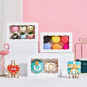 Kotak Kue Kardus Putih Ramah Lingkungan dengan Jendela Bergelombang Transparan, Kemasan Hadiah Mewah untuk Kue Kering, Dessert, dan Macaron - Product Image 5