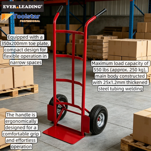 Carrello <span class=keywords><strong>a</strong></span> <span class=keywords><strong>Mano</strong></span> con Doppia Impugnatura, Capacità 250 kg, in Acciaio Verniciato <span class=keywords><strong>a</strong></span> Polvere, <span class=keywords><strong>Ruote</strong></span> Solide da 10 Pollici, Resistente alla Corrosione, <span class=keywords><strong>per</strong></span> Magazzino - Product Image 1