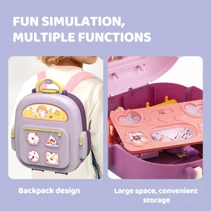 Leemook Custom Cute Mini Backpack Beauty Play Set Plastic Make Up Girl Game Pretend Play Toys For Girls