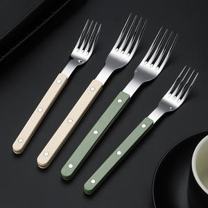 Juego de cubiertos A26 con mango remachado, cuchillo y tenedor de acero inoxidable 430, pulido a espejo, color sólido, para fiestas, uso adulto. - Product Image 1