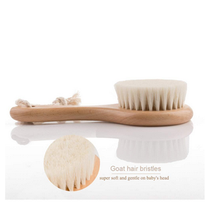 Juego de cepillo y peines de madera para niños con lana ligera natural para bebés <span class=keywords><strong>recién</strong></span> <span class=keywords><strong>nacidos</strong></span>, pelo de cabra, suministros para bebés - Product Image 1