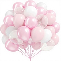 Kit de 60 ballons en latex transparents pastel rose et blanc de 12 pouces pour la décoration de mariage, d'anniversaire, de fête de naissance