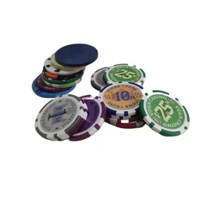 Özel logo ucuz 40mm gazino poker çipleri 14 özel logo çıkartmaları