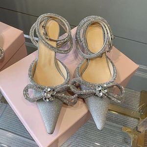 Escarpins tendance pour femme à paillettes argentées/noires, avec nœud en cristal et bout couvert, collection 2025 - Product Image 3