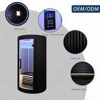 Sauna de Infrarrojos Lejanos Compacta y Redonda de Hemlock para Interiores, Fácil de Montar, con Control Táctil Inteligente, para Relajación, Salud y Desintoxicación en Apartamentos