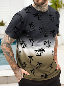 T-shirt da uomo con colore sfumato estivo, top girocollo da uomo alla moda e casual, realizzato con una rapida sublimazione a calore secco - Product Image 5