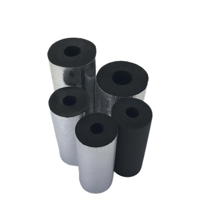Production Line Aluminium Foil Faced Rubber Flexible Soft Insulation Black Rubber Foam Tube Refrigerator Pipe Insulation