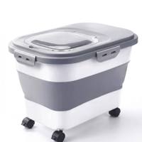 Conteneur de stockage alimentaire pliable hermétique sur mesure avec roulettes, bac à riz pliable, distributeur de nourriture pour animaux de compagnie