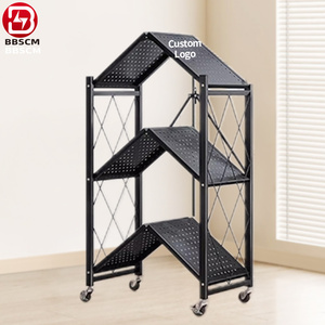 Étagère à livres sur pied personnalisée, en métal noir avec revêtement en poudre, pour <span class=keywords><strong>la</strong></span> maison, <span class=keywords><strong>la</strong></span> <span class=keywords><strong>cuisine</strong></span>, 5 niveaux, pliable, étagères de rangement - Product Image 2
