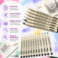Ensemble de 12 stylos à dessin noirs, plusieurs tailles de pointes, stylos fins pour le dessin, l'illustration, l'écriture, l'art