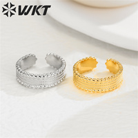 WT-SSR002 französische Vintage Streifen gravierte Ring Elegante vergoldete Textur Ring Gold und Silber Edelstahl Ring