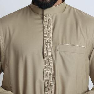 Stylish and Comfortable Traditional Casual Men's Thobe <b>Islamic</b> <b>Clothing</b> Long Sleeve Polyester Solid Color - Product Image 3