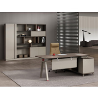 Meubles de bureau de direction modernes et luxueux, bureau de direction en forme de L convertible avec tiroir pour dossiers, pour l'espace de travail du PDG ou du directeur