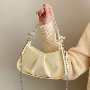 Sac à bandoulière en cuir PU plissé brillant avec poignée scintillante pour femme - Product Image 5