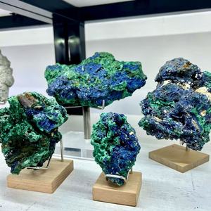Cristal de <span class=keywords><strong>Malaquita</strong></span> Natural con Simbiosis de <span class=keywords><strong>Azurita</strong></span>, Cuarzo Druzy, Espécimen en Bruto, Fengshui, Reiki, Venta al por Mayor - Product Image 1