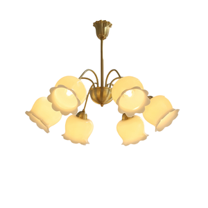 Nouvelle lampe suspendue au plafond pour salon, chambre à coucher, luminaires suspendus rétro, LED lumière blanche chaude, lustre en cuivre de luxe en forme de fleur - Product Image 4