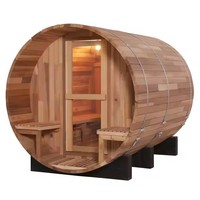 1.8*2.4m Cedar merah uap Outdoor barel Sauna kayu Solid tradisional Sauna panas kering dengan Kit kompor listrik