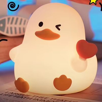 USB Rechargeable LED Modern Silicone Duck Night Light with Touch Control Battery Included Warm White Dimmable Bedroom Lighting