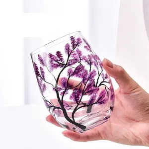 Handgeschilderde Seizoenen Glazen Bekers Thuis Feesten Steelloze Wijnglazen Drinkglas