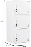 Casillero de Almacenamiento Pequeño de Acero con Múltiples Puertas y Cerradura con Llave para Oficina, Hogar, Gimnasio, Blanco