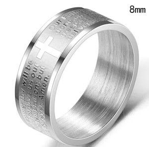 Anillo Cristiano <span class=keywords><strong>de</strong></span> Acero Inoxidable con la Biblia en Español, Joyería Religiosa <span class=keywords><strong>de</strong></span> Jesús, Regalo Personalizado con Cruz, Estilo Retro para Hombre - Product Image 5