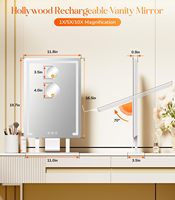 Miroir de maquillage de table avec cadre métallique et interrupteur tactile à LED pour anniversaire et mariage, miroir cosmétique de bureau