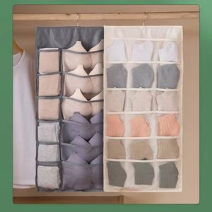 Double-Sided Fabric Hanging Wardrobe Organizer Home Student Dormitory Set with Underwear Storage <b>Bags</b> for Clothes Storage - Product Image 1