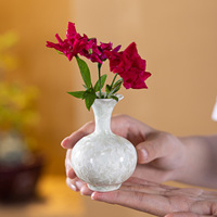 Mini vase en cristal de style chinois fait à la main, glaçure colorée rose, arrangement floral, ornement en céramique pour la décoration de table