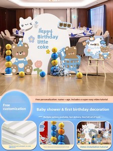 Kit de Décoration Tout-en-un Thème Ours Mignon Moderne avec Ballons en Carton KT, Impression Numérique, Toile de Fond Photo pour <span class=keywords><strong>1er</strong></span> Anniversaire de Bébé, Décoration de Fête - Product Image 2