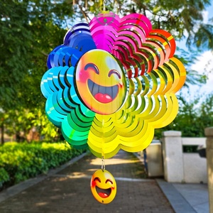 Molinetes de Viento OEM, Molinillo de Viento con Forma de Girasol Sonriente para Colgar en el Jardín, Molinillo de Viento 3D para Exteriores - Product Image 4
