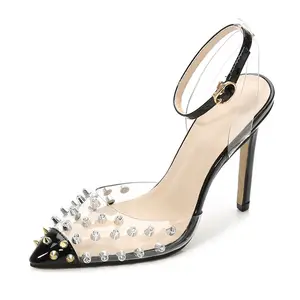 Sandalias de Tacón Alto Transparentes con Remaches para Mujer, Estilo Sexy, 2020 - Product Image 1
