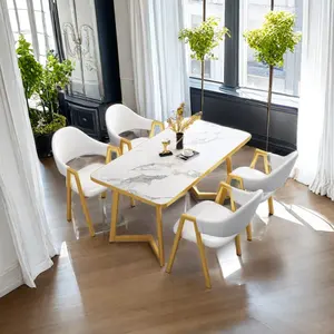Wood Dining Table Sets Stone 6 Chairs and Chairs Set 4 Furniture Hotel Marble Cheaper Nordic Small Modern Home Furniture Metal