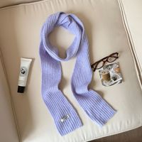Écharpe longue et fine de style coréen minimaliste, imprimée par transfert thermique, légère, couleur unie, pour activités de plein air, automne-hiver, adulte