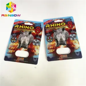 Custom Empty Packages Male Enhancement Pills 3D Card Display Boxes Rhino 8 500K Blister Card Capsules Pill Packaging Rhino 69