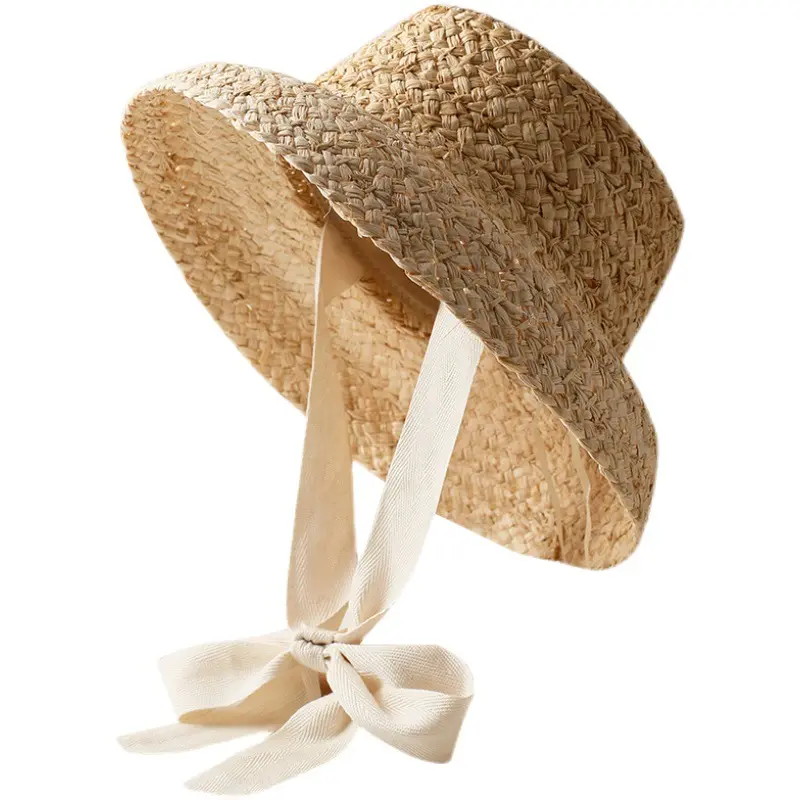HLC246 Children's Sunscreen Straw Hat Summer Raffia Fisherman's Big Brim Straw Hat Sun Protect Beach Casual Panama Straw Caps