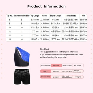 Completo da Danza per Ragazze 6-16 Anni, Top Corto con <span class=keywords><strong>Pantaloncini</strong></span> per Pattinaggio Artistico, Ginnastica, Danza Lirica, Costume per Esibizioni sul Palco - Product Image 6