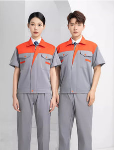 Combinaison de travail respirante en polyester-coton à manches courtes sur mesure, vêtements de protection pour les chantiers de construction, les ateliers de réparation automobile - Product Image 6