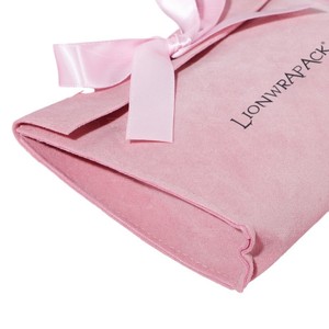 Custom logo New Arrival Printed Small <b>Envelope</b> Flap Birthday <b>Gift</b> Bag Luxury Suede Jewelry Pouch With Ribbon Bow - Product Image 4