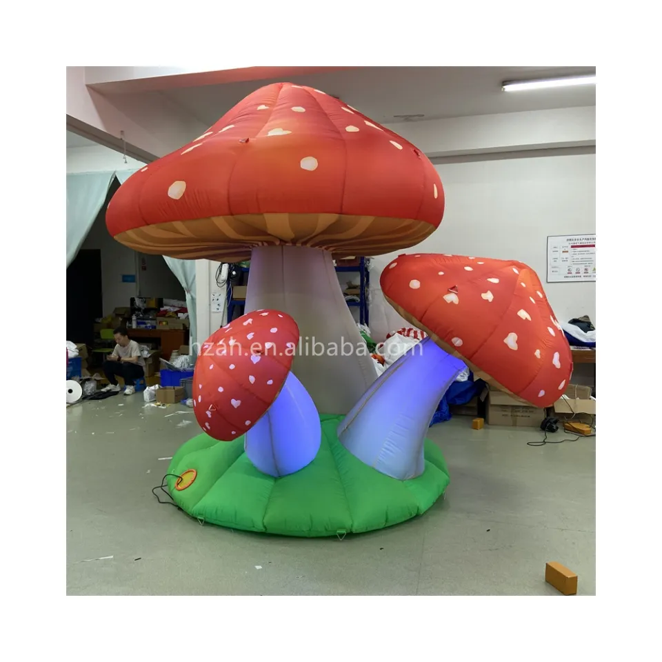 Funghi gonfiabili a fungo a LED colorati giganti per la decorazione del partito Alice nel paese delle meraviglie