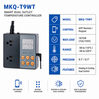 Contrôleur de température hydroponique intelligent Wi-Fi Mackay MKQ-T9WT 1875W, thermostat à double sortie pour serre et aquarium