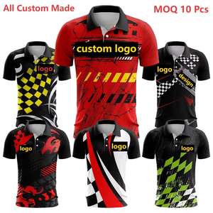 Sweat-shirt de course d'été en coton imprimé personnalisé, polo coupe-vent pour moto, fermeture à boutons, respirant, séchage rapide - Product Image 2