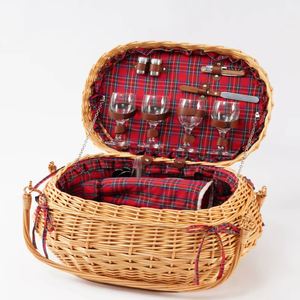 JY Deluxe grande <span class=keywords><strong>cestino</strong></span> da Picnic cesto <span class=keywords><strong>nero</strong></span> intrecciato in <span class=keywords><strong>vimini</strong></span> con Cooler forma rettangolare per 4-6 persone rettangolo - Product Image 4