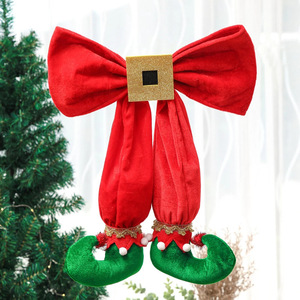 Decoración Navideña, Divertidos Adornos Colgantes de Patas de Duende Rojas con Lazo para Decoración de Ventanas Navideñas - Product Image 1