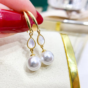 21592DIY Accessoires en perles Argent 925, Supports de perles vides pour boucles d'oreilles, Crochets d'oreille en argent tendance pour perles rondes de 8-11mm, Boucles d'oreilles pendantes mode - Product Image 1