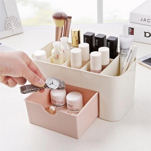 Desktop Makeup Storage Box With Drawer <b>Rectangle</b> Multi Functional Cosmetic Organizer For Desk And Jewelry Storage - Product Image 3
