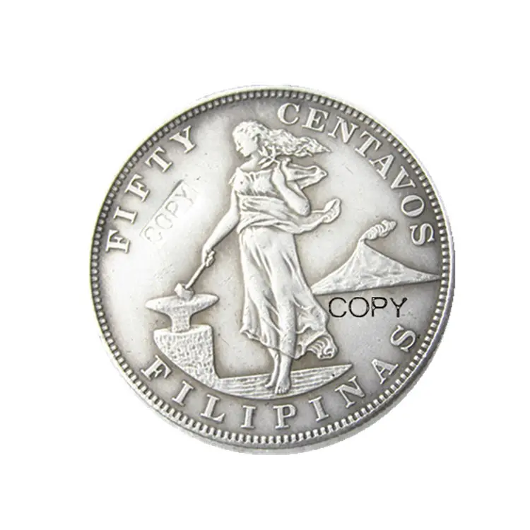 เหรียญโบราณฟิลิปปินส์905 0.5เปโซมงกุฎเหรียญชุบเงิน