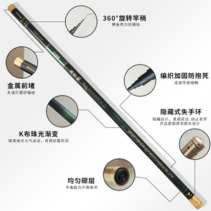 C.T. Canne à pêche télescopique Slash 6m en carbone, action extra rapide, pour eau douce, carpe crucian, guides SIC, Chine - Product Image 3